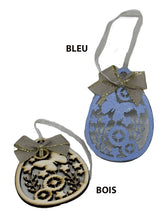 Load the image in the gallery,Hand-cut and painted wooden ornament in the shape of an Easter egg and butterflies