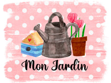 Charger l'image dans la galerie, Plaque de bienvenue avec arrosoir et tulipes- Décoration maison -