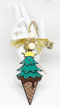 Load the image in the gallery,Ball in the shape of an ice cream cone with tree and ribbon