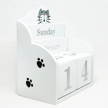 Charger l'image dans la galerie, Calendrier perpétuel bois blanc et chat - articles de bureau