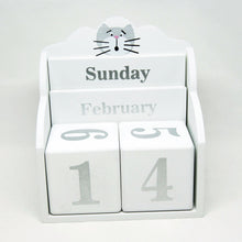 Charger l'image dans la galerie, Calendrier perpétuel bois blanc et chat - articles de bureau