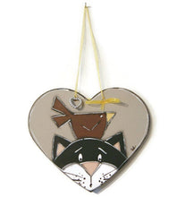 Charger l'image dans la galerie, Plaque de porte Coeur avec chat - Bois peint