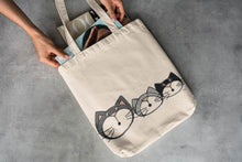 Charger l'image dans la galerie, Sac en coton trois chats - Sacs et pochettes -