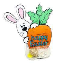 Load the image in the gallery,Lapin avec carotte en bois peint centre de table décoration de Pâques