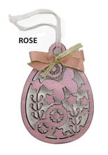 Load the image in the gallery,Hand-cut and painted wooden ornament in the shape of an Easter egg and butterflies