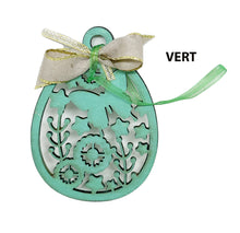 Load the image in the gallery,Hand-cut and painted wooden ornament in the shape of an Easter egg and butterflies
