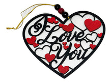 Load the image in the gallery,Cut and painted wooden ornament in the shape of a Love you heart.