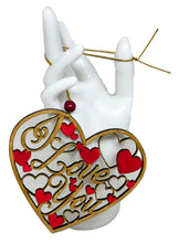 Load the image in the gallery,Cut and painted wooden ornament in the shape of a Love you heart.