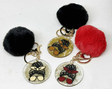 Load the image in the gallery,Women's pompom and sequins key ring