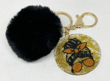 Load the image in the gallery,Women's pompom and sequins key ring