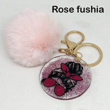 Load the image in the gallery,Women's pompom and sequins key ring