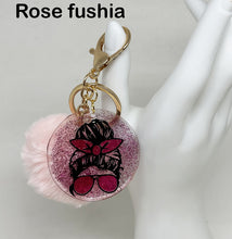 Load the image in the gallery,Women's pompom and sequins key ring