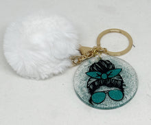 Load the image in the gallery,Women's pompom and sequins key ring