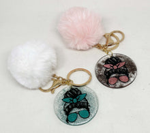 Load the image in the gallery,Women's pompom and sequins key ring