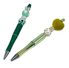 Load the image in the gallery,Blue or green jewel ballpoint pen with black ink with pearls and pocket