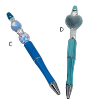 Load the image in the gallery,Blue or green jewel ballpoint pen with black ink with pearls and pocket