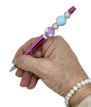 Load the image in the gallery,Pink or purple jewel ballpoint pen with black ink with pearls and pocket