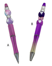Load the image in the gallery,Pink or purple jewel ballpoint pen with black ink with pearls and pocket