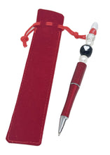 Charger l'image dans la galerie, Stylo bille bijou rouge ou blanc à encre noire avec perles et pochette