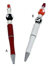 Charger l'image dans la galerie, Stylo bille bijou rouge ou blanc à encre noire avec perles et pochette