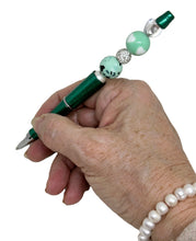 Load the image in the gallery,Blue or green jewel ballpoint pen with black ink with pearls and pocket