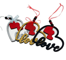 Load the image in the gallery,Heart shaped carved and painted wooden ornament