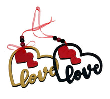 Load the image in the gallery,Heart shaped carved and painted wooden ornament