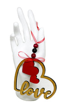 Load the image in the gallery,Heart shaped carved and painted wooden ornament