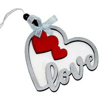 Load the image in the gallery,Heart shaped carved and painted wooden ornament