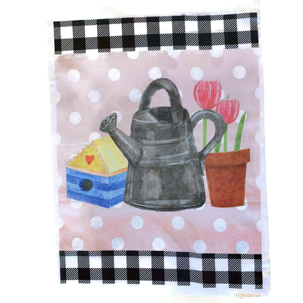 Garden Flag with Watering Can and Tulips - Home Decor