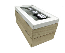 Load the image in the gallery,White and wooden jewelry box with three cats and two jewelry compartments
