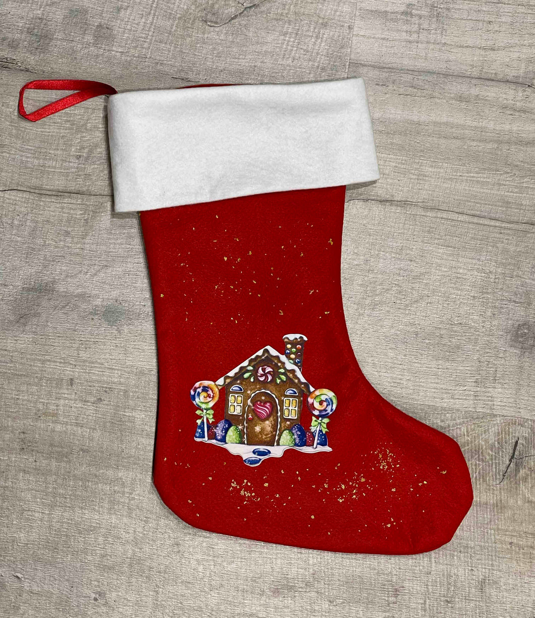 Personalized Christmas sock - Red Christmas boot decorated with first name - New