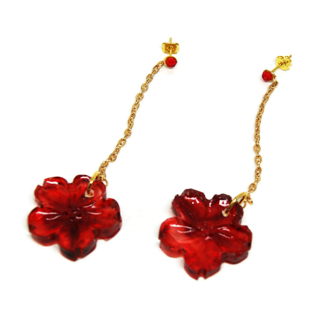 Boucles d'oreilles fleur rouge - Bijoux -