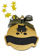 Load the image in the gallery,Golden wooden Christmas bauble with cat
