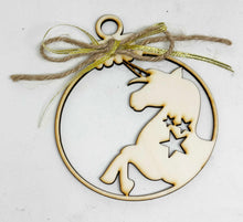 Load the image in the gallery,Unicorn cut-out wooden Christmas bauble
