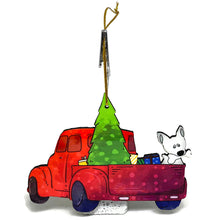Load the image in the gallery,Two Christmas ornaments with red truck and dog- New
