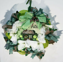 Load the image in the gallery,St Patrick wreath with elf house - Spring - Home decoration
