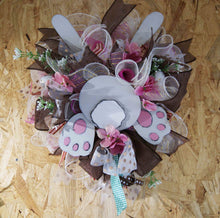 Load the image in the gallery,Wreath of ribbons with rabbit - Home decoration - Easter
