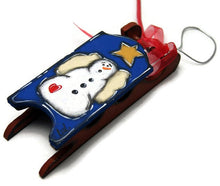 Load the image in the gallery,Mini wooden Christmas sledges to hang in the Christmas tree

