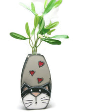 Charger l&#39;image dans la galerie, Vase soliflore avec chat noir - Décoration maison

