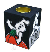 Charger l&#39;image dans la galerie, Photophore en bois peint avec fantôme - Halloween
