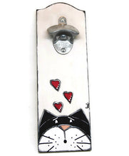 Charger l&#39;image dans la galerie, Décapsuleur mural avec chat noir et blanc - Décoration maison
