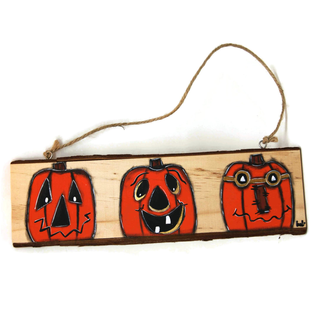 Door plate with three pumpkins - Halloween