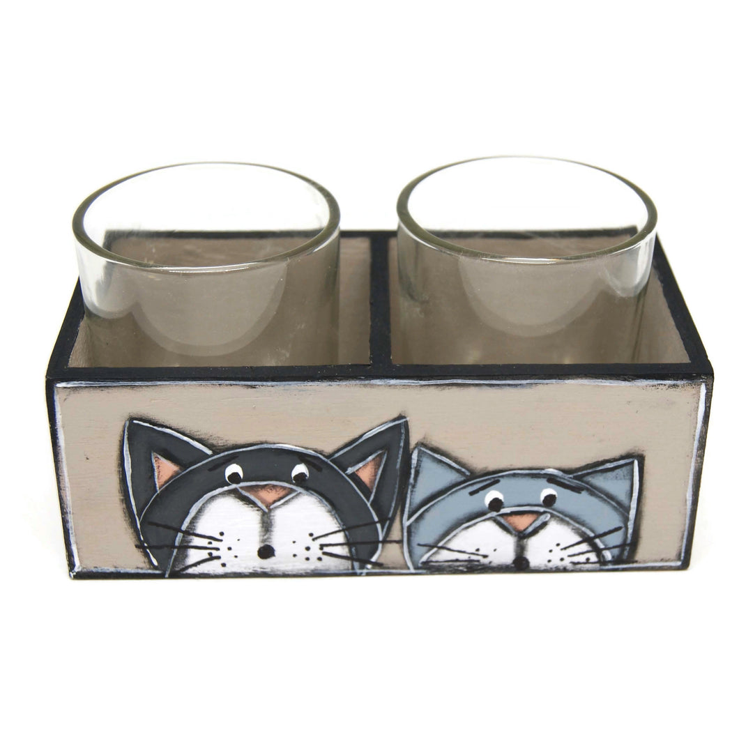 Candle holders with two cats - Home decoration -