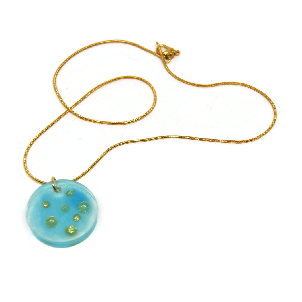 Blue jewelery set and golden shells - summer
