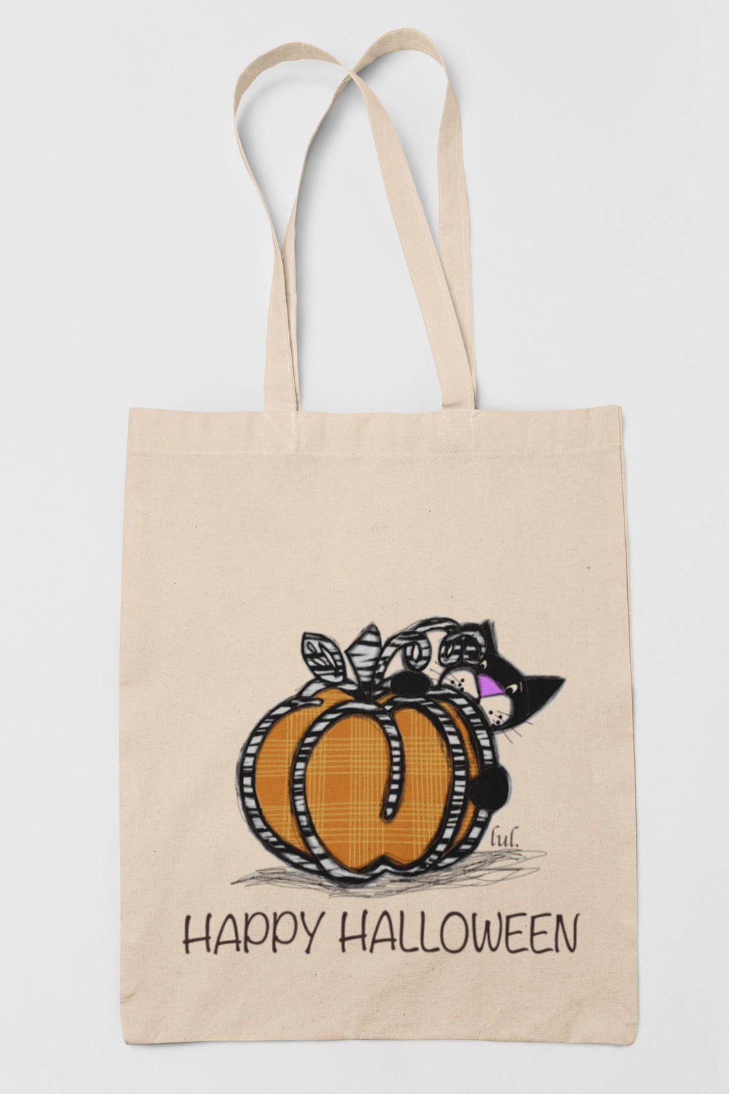 Black cat and pumpkin bag - Halloween - Bags and pouches