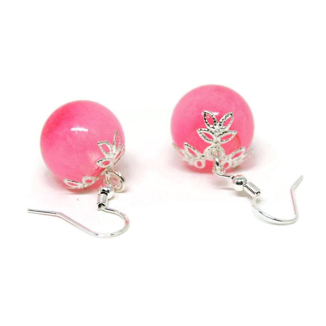 Boucles d'oreilles boules rose - Bijoux -