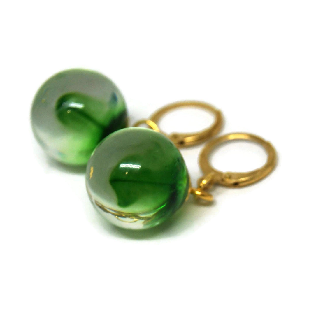 Green ball earrings - Jewelery -
