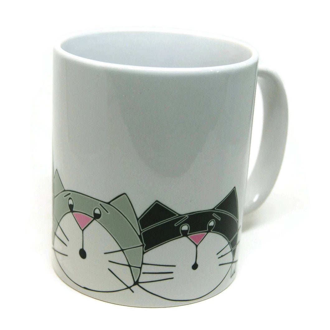 White mug with three cats - Tableware