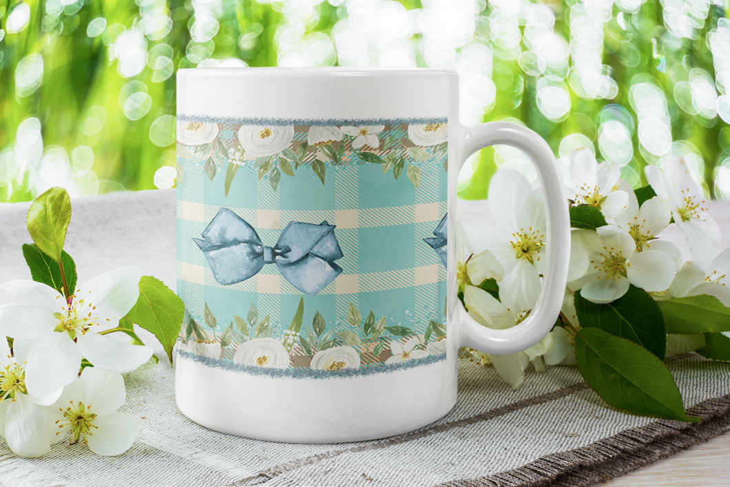 Blue romantic mug with bows - Tableware